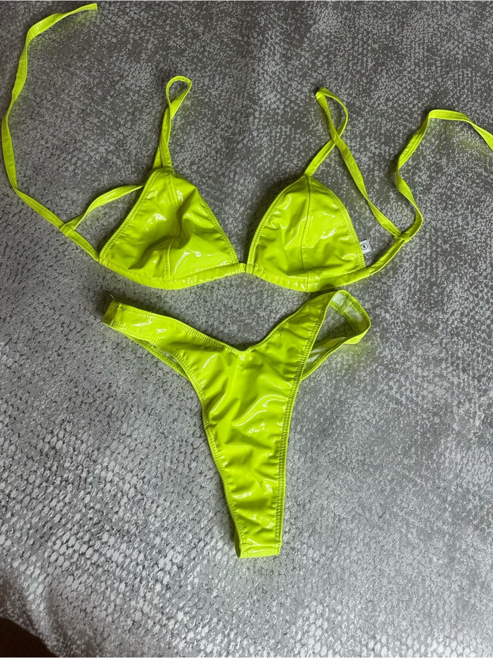 Neon Lime Patent Bikini Set NWOT